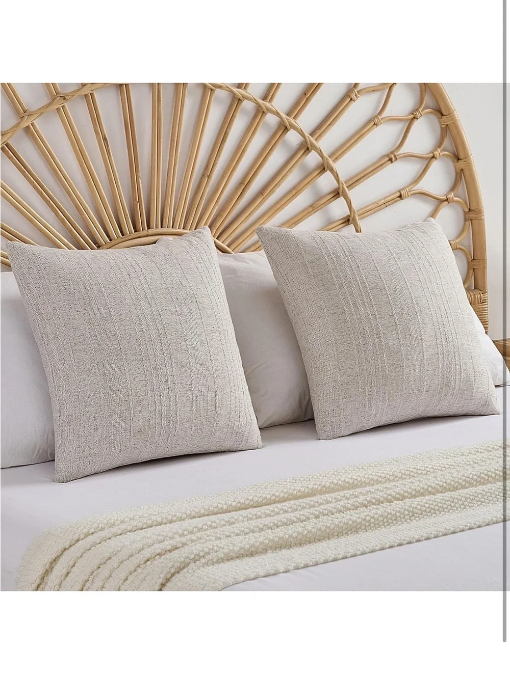 Natural Decorative Throw Pillow Covers 23x23 Inch Set of 2,Soft Linen
